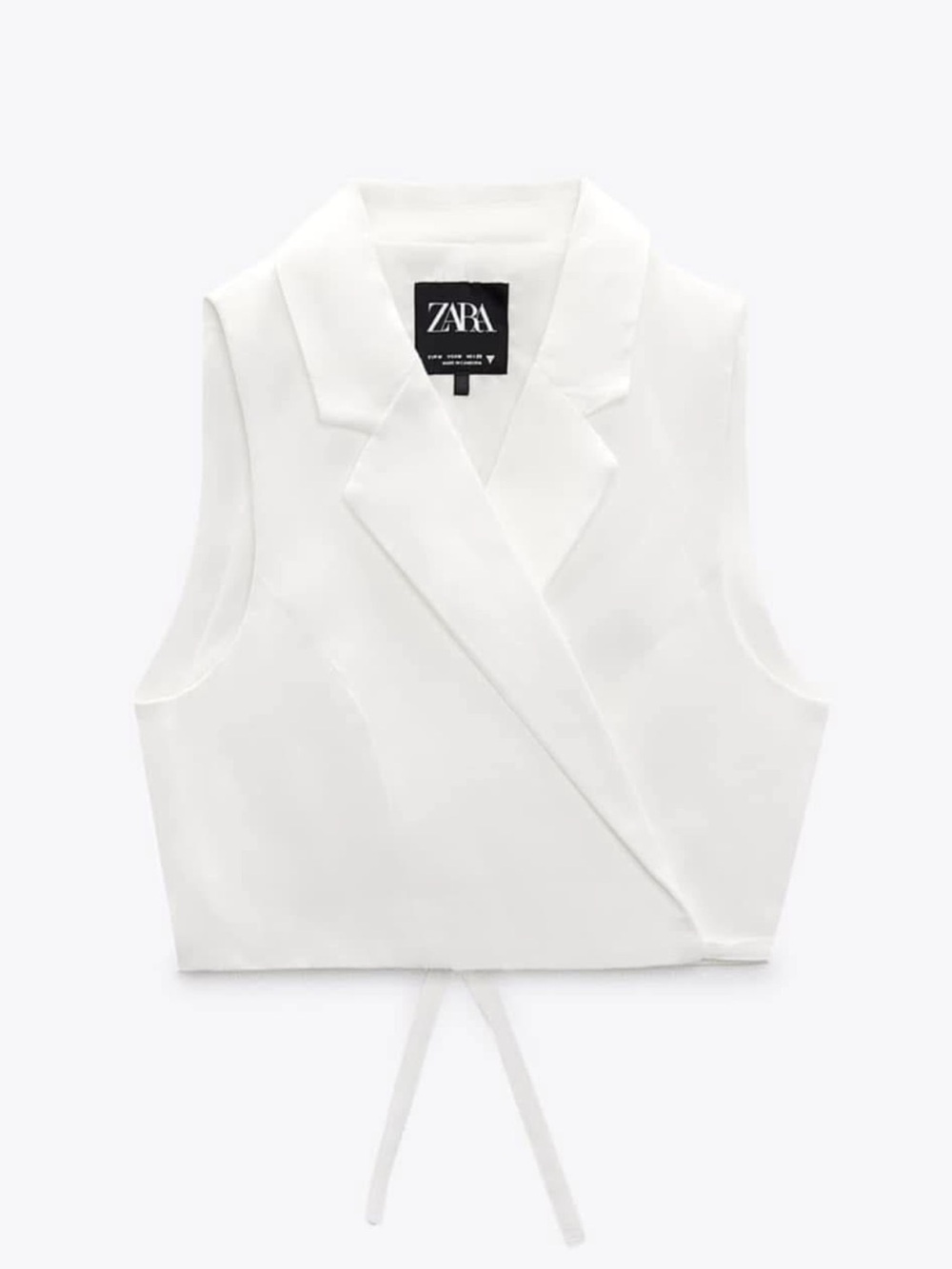 ZARA White Sleeveless Wrap Crop Vest